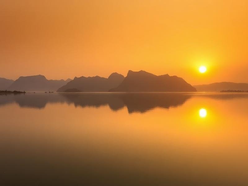 Golden sunset at Jawai Dam